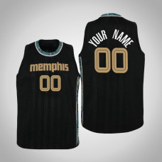 Youth Customized Memphis Grizzlies #00 City Black 2021 Season Jersey Youth Customized Memphis Grizzlies #00 City Black 2021 Season Jersey