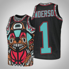 Youth Grizzlies Kyle Anderson #1 Black Big Face 2.0 Hardwood Classics Jersey